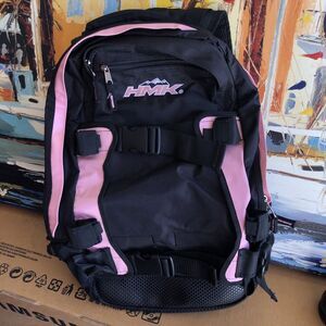 HMK Backpack Black Pink Outdoor Snowmobile Gear Bag Adjustable Straps Padded Bac